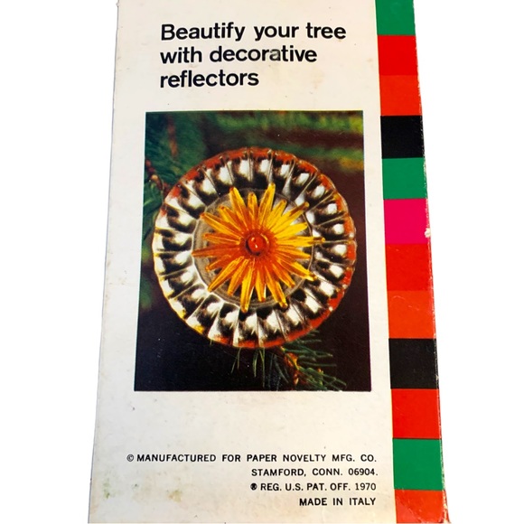 VTG Italy 1970 Tinsel & Plastic Flower Christmas Miniature Light Reflectors Box - Picture 3 of 4